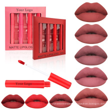 4pcs Long Lasting Waterproof Matte velvet liquid lipstick lip gloss set
